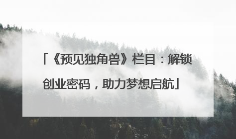 《预见独角兽》栏目：解锁创业密码，助力梦想启航
