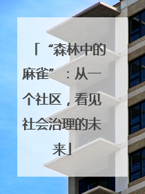 “森林中的麻雀”：从一个社区，看见社会治理的未来