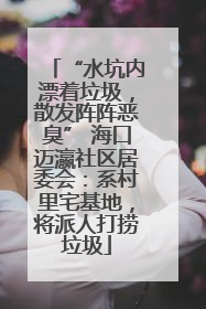 “水坑内漂着垃圾，散发阵阵恶臭” 海口迈瀛社区居委会：系村里宅基地，将派人打捞垃圾