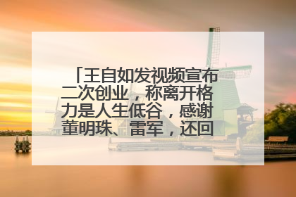 王自如发视频宣布二次创业，称离开格力是人生低谷，感谢董明珠、雷军，还回应了“工资条”：清楚自己要什么……