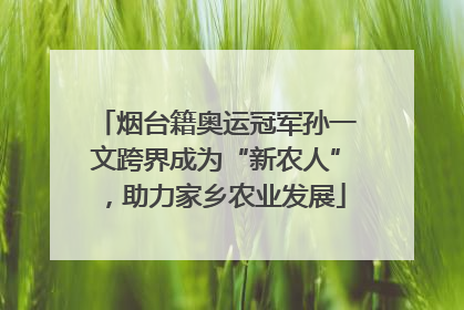 烟台籍奥运冠军孙一文跨界成为“新农人”，助力家乡农业发展