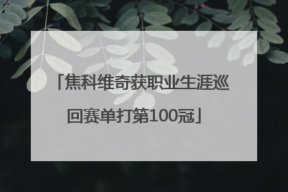 焦科维奇获职业生涯巡回赛单打第100冠