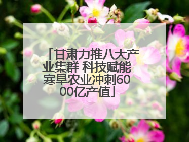 甘肃力推八大产业集群 科技赋能寒旱农业冲刺6000亿产值