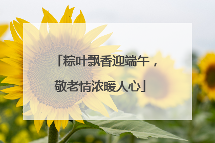 粽叶飘香迎端午，敬老情浓暖人心