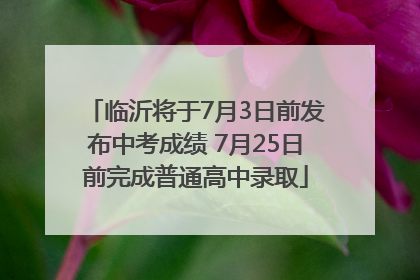 临沂将于7月3日前发布中考成绩 7月25日前完成普通高中录取
