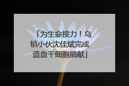 为生命接力！乌镇小伙沈佳斌完成造血干细胞捐献