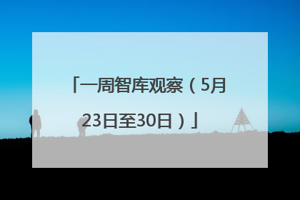 一周智库观察（5月23日至30日）
