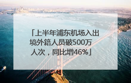 上半年浦东机场入出境外籍人员破500万人次，同比增46%