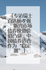 专访瑞士百达杨孝强：新兴市场债券投资价值凸显，中国债券适合作为“稳定器”