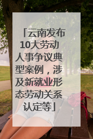 云南发布10大劳动人事争议典型案例，涉及新就业形态劳动关系认定等