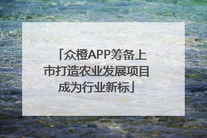 众橙APP筹备上市打造农业发展项目成为行业新标
