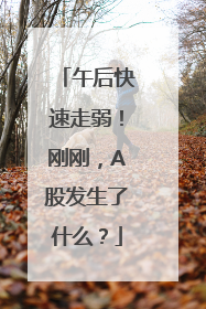 午后快速走弱！刚刚，A股发生了什么？