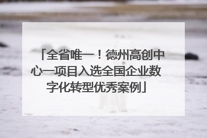 全省唯一！德州高创中心一项目入选全国企业数字化转型优秀案例