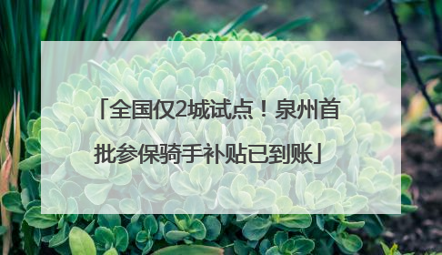 全国仅2城试点！泉州首批参保骑手补贴已到账
