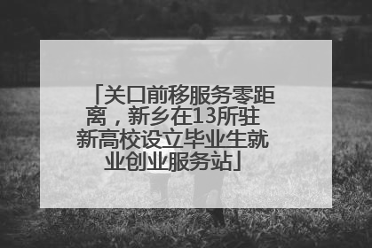 关口前移服务零距离，新乡在13所驻新高校设立毕业生就业创业服务站