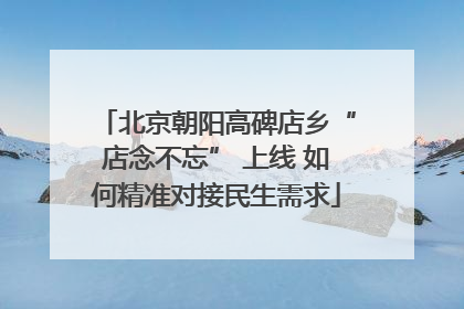 北京朝阳高碑店乡“店念不忘” 上线 如何精准对接民生需求