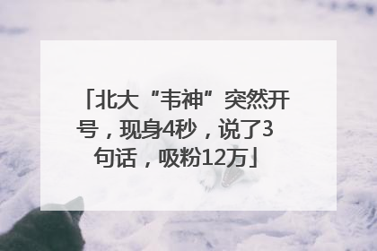 北大“韦神”突然开号，现身4秒，说了3句话，吸粉12万