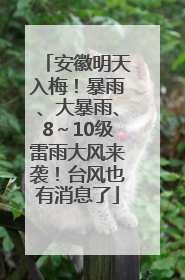 安徽明天入梅！暴雨、大暴雨、8～10级雷雨大风来袭！台风也有消息了