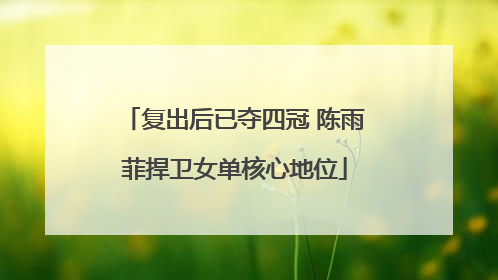 复出后已夺四冠 陈雨菲捍卫女单核心地位