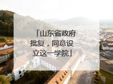 山东省政府批复，同意设立这一学院