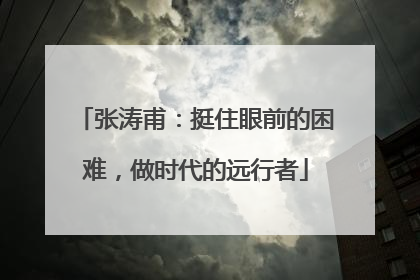 张涛甫：挺住眼前的困难，做时代的远行者