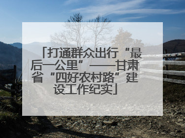 打通群众出行“最后一公里”——甘肃省“四好农村路”建设工作纪实