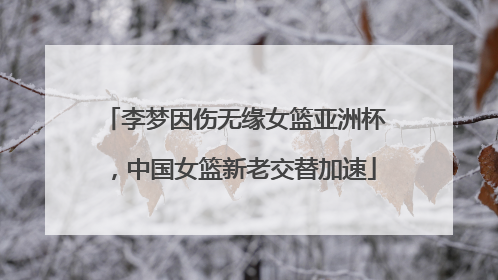 李梦因伤无缘女篮亚洲杯，中国女篮新老交替加速