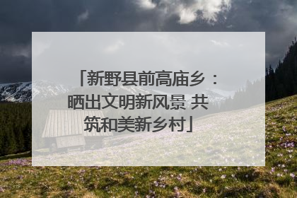 新野县前高庙乡：晒出文明新风景 共筑和美新乡村