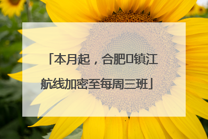 本月起，合肥⇋镇江航线加密至每周三班