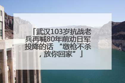 武汉103岁抗战老兵再喊80年前劝日军投降的话 “缴枪不杀，放你回家”