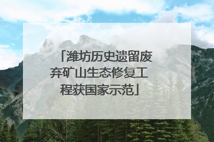 潍坊历史遗留废弃矿山生态修复工程获国家示范