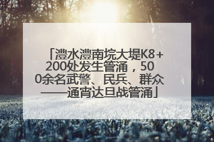 澧水澧南垸大堤K8+200处发生管涌，500余名武警、民兵、群众——通宵达旦战管涌