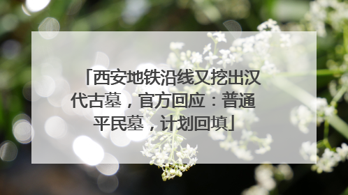 西安地铁沿线又挖出汉代古墓，官方回应：普通平民墓，计划回填