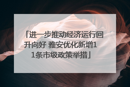 进一步推动经济运行回升向好 雅安优化新增11条市级政策举措