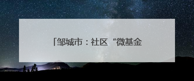 邹城市：社区“微基金”撬动基层“大治理”