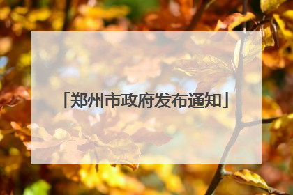 郑州市政府发布通知