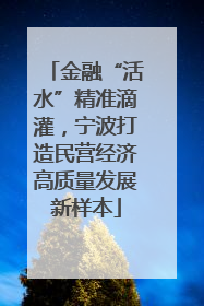 金融“活水”精准滴灌，宁波打造民营经济高质量发展新样本