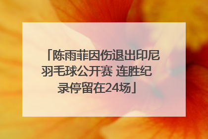 陈雨菲因伤退出印尼羽毛球公开赛 连胜纪录停留在24场