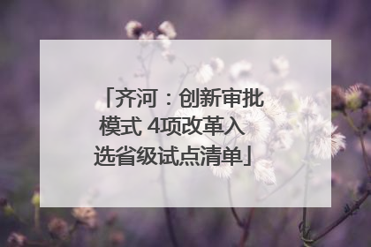 齐河：创新审批模式 4项改革入选省级试点清单