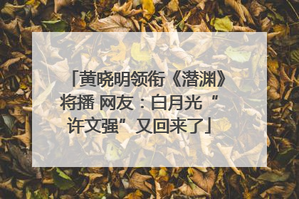 黄晓明领衔《潜渊》将播 网友：白月光“许文强”又回来了