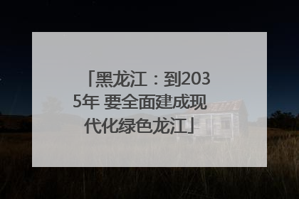 黑龙江：到2035年 要全面建成现代化绿色龙江
