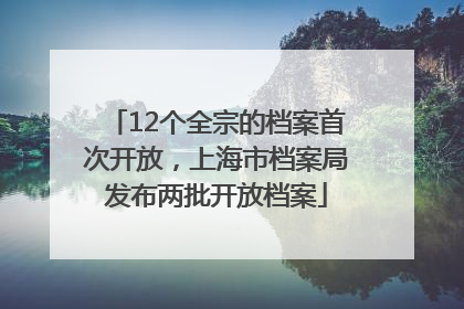 12个全宗的档案首次开放，上海市档案局发布两批开放档案