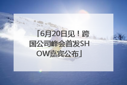 6月20日见！跨国公司峰会首发SHOW嘉宾公布